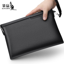 Kangaroo Handbag Mens Hands Catch Baotou Layer Bull Leather Mens Bag Business Casual Hand Grab Bag Soft Large Capacity Letter Enveloping Tide