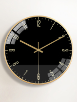 Modern simple watch household clock Light luxury wall clock Living room Black creative fashion atmosphere Nordic silent hanging watch