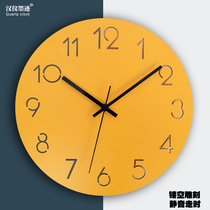 Creative Nordic wall clock modern fashion simple wood carved living room bedroom mute quartz clock Wall watch