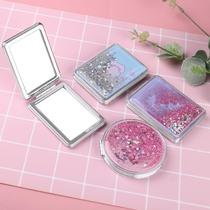 Quicksand makeup mirror folding portable mini portable student trumpet makeup mirror dormitory cute little mirror female Small