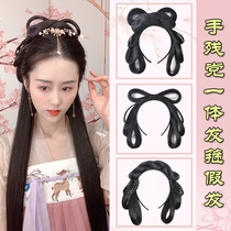 Antique wig one-piece hair band hand remnant party hair card costume cat ear pad hair bag lazy man versatile Hanfu bag