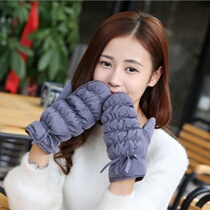 New winter womens gloves ski gloves womens winter bike warm waterproof windproof down cotton plus velvet padded gloves