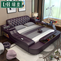 Tatami bed leather bed master bedroom European bed 2 2x2 4 modern simple double bed atmospheric 1 8 m leather bed