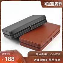 High-grade leather double-open portable jewelry box Jewelry storage box Necklace pendant display collection storage box