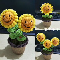 Finished hand-woven wool sunflower potted simulation sun flower accessories Teachers Day gift