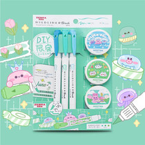 ZEBRA Zebra brand DIY When Zebra Jun meets Mistina Highlighter Zebra 3 WFT8 color fixing 3 rolls of tape Students use double-headed draw key marker pen