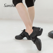 Sansha French Sansha modern dance shoes Female jazz dance soft sole breathable leather square dance dance shoes