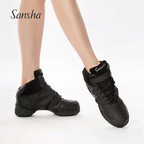 Sansha France modern dance shoes Womens Jazz soft bottom leather plus velvet sports dance shoes square dance shoes