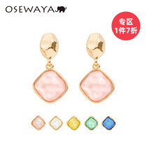 OSEWAYA stud stud simple 925 silver needle three-dimensional water ripple jelly color temperament earrings female long 2021 New