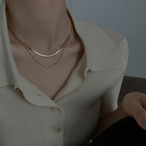  Necklace female sterling silver does not fade Light luxury niche design sense personality stacked snake bone chain ins cold wind clavicle chain