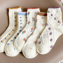 Lace socks childrens socks spring and autumn cotton ins tide cute Japanese soft sister white stockings girls autumn and winter