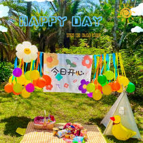 Online Red Spring Tours Picnic Placement Decoration Kindergarten Suburban Tours Parenting Tours Outdoor Photo Supplies Scenes Dress Up