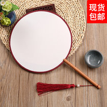 Silk cloth round blank antique fan diy handmade applique women's Hanfu Chinese palace fan Xi fan