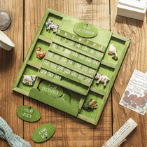 Retro Personality Creative Ins Wood Wood Date Small Calendar Pendulum Pieces Log Day Table Table Decorations