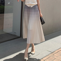 Myths Miracle French Gradient skirt Womens summer pleated skirt High waist thin organ skirt Umbrella skirt