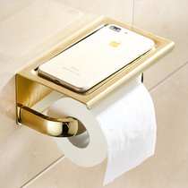 Toilet paper towel holder light luxury golden stainless steel toilet paper holder put mobile phone toilet roll paper holder without punching