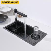 Stainless steel black handmade sink Single tank Open kitchen bar sink with cup washer Balcony sink