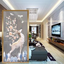 Modern simple entrance screen partition art glass tempered custom background wall decoration painting a deer safe