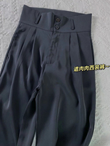 Western Dress Pants Black Straight Cylinder Broadlegged Pants Woman Spring 2022 New Fat Mm High Waist Loose Pendant Pear Shape Slim Fit Pants