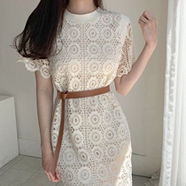 Maje sasoei lace dress with dress lady 2022 Summer new French style Temperament Famous-style Hollowed-out Skirt Heure