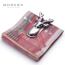 German Modern raw money with deer money clip metal money clip upscale mens creative banknote clips stainless steel money clip