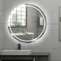 Nordic hand wash toilet wall-mounted led light mirror round toilet mirror with light smart anti-fog bathroom mirror