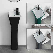 Floor-standing wash basin integrated column basin small apartment art basin Nordic matte black conjoined hand washing ceramic basin
