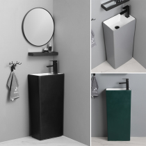 Matt Black gray green ceramic floor-standing column basin frosted color balcony bathroom integrated sink basin