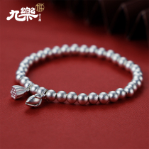 Kyu Lt 990 Pure silver lotus two - generation ball bracelet foot silver antique - French red beads hand string to girlfriend
