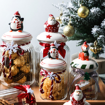 Sherry Christmas sealed can Food sugar jar coffee bean Net red storage bottle glass vial grain jar