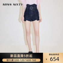 Miss Sixty2021 spring and summer new denim shorts women with belt high waist burr