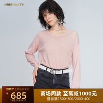 Miss Sixty Joker top wearing macaron color v-neck knitted jumper women