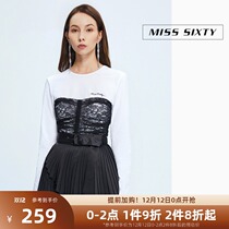 Miss Sixty Spring and Autumn fake two blouses slim lace stitching long sleeve T-shirt women