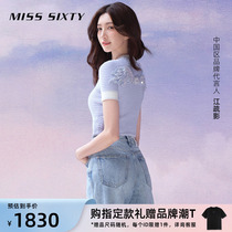 Jiang Alienated the same Miss Sixty2022 Spring new Angel Series Mao weaselweaters Female Nail Beads Embroidery