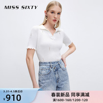 Miss Sixty2022 spring new stitch sweatshirt female polo flap beads hollowed-out 6W1RJ0150000