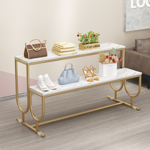 Clothing store light luxury wrought iron floor display shelf Shoe store three-layer shelf Bag gold Nakajima water table