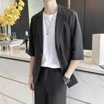 Light Acquaintance 70% Sleeve Casual Suit Jacket Male Summer Thin Loose Man Short Sleeve Ice Silk Suit Suit