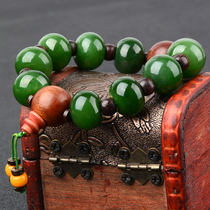 Hetian Jasper bracelet Apple bead bracelet spinach green less black spots oily good jade hand string men and women
