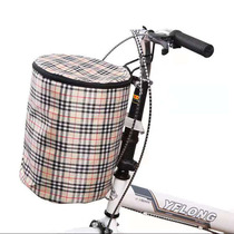 Bicycle basket front basket folding electric car with lid hanging basket childrens bicycle mountain bike waterproof canvas basket