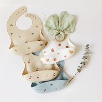 Nordic Denmark Ins Wind Baby Food grade Silicone Rubber Round Mouth High Face Value Baby Coveting Dinner Pocket Wash-Free Bib