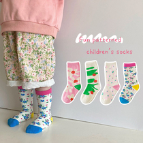 Childrens socks autumn and winter thick female baby cotton medium long winter long stockings girls winter middle tube thick cotton socks