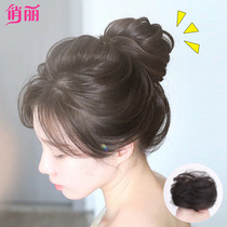 Real hair hair ring cute meatball head wig Female plate hair Xia Hanfu ancient style wig bag hair accessories artifact fluffy lazy man