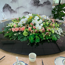  New hotel restaurant dining table fake flower large round table placed in the middle of the flower simulation flower turntable desktop decoration