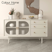 Modern French style Changhong glass dining side cabinet simplified about small family type cream white Xuanguan cabinet living room vines woven solid wood shoes cabinet