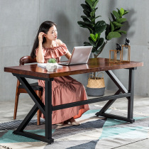 Simple wrought iron desk writing desk bedroom rectangular computer table and chair combination office staff Board desk