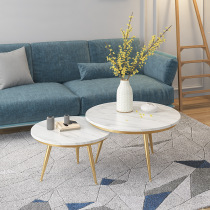 Living room Golden Iron high and low tea table Net red milk tea shop small round table Nordic marble size coffee table households