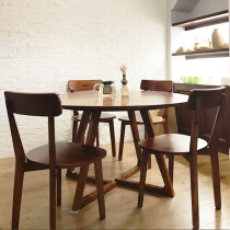 American retro solid wood round star dining table Cafe negotiation round table Household dining table Guest tea negotiation coffee table