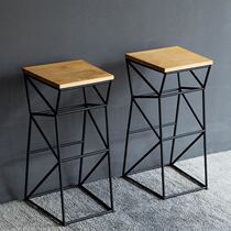 American wrought iron wood industrial wind front bench chair simple nostalgic loft Creative cafe casual front desk bar stool