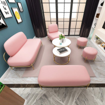 Light luxury sofa living room wrought iron single double lazy Nordic small apartment sofa fabric simple modern combination set