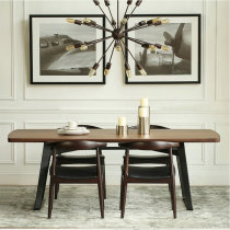 Household hot pot dining metal table and chair creative custom furniture table American solid wood iron dining table and chair combination